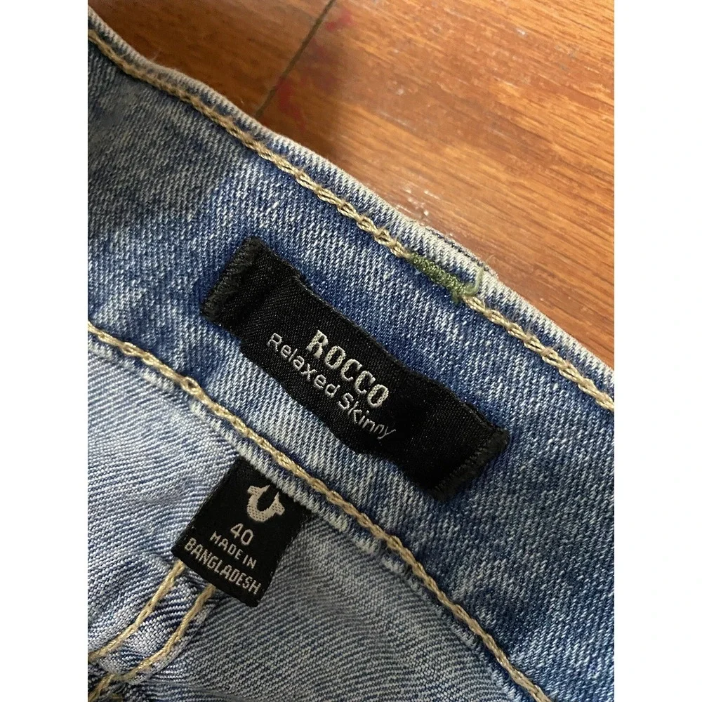 True Religion Rocco SN Flap Pocket Relaxed Skinny Mens 40x32 Blue New! NWT $159